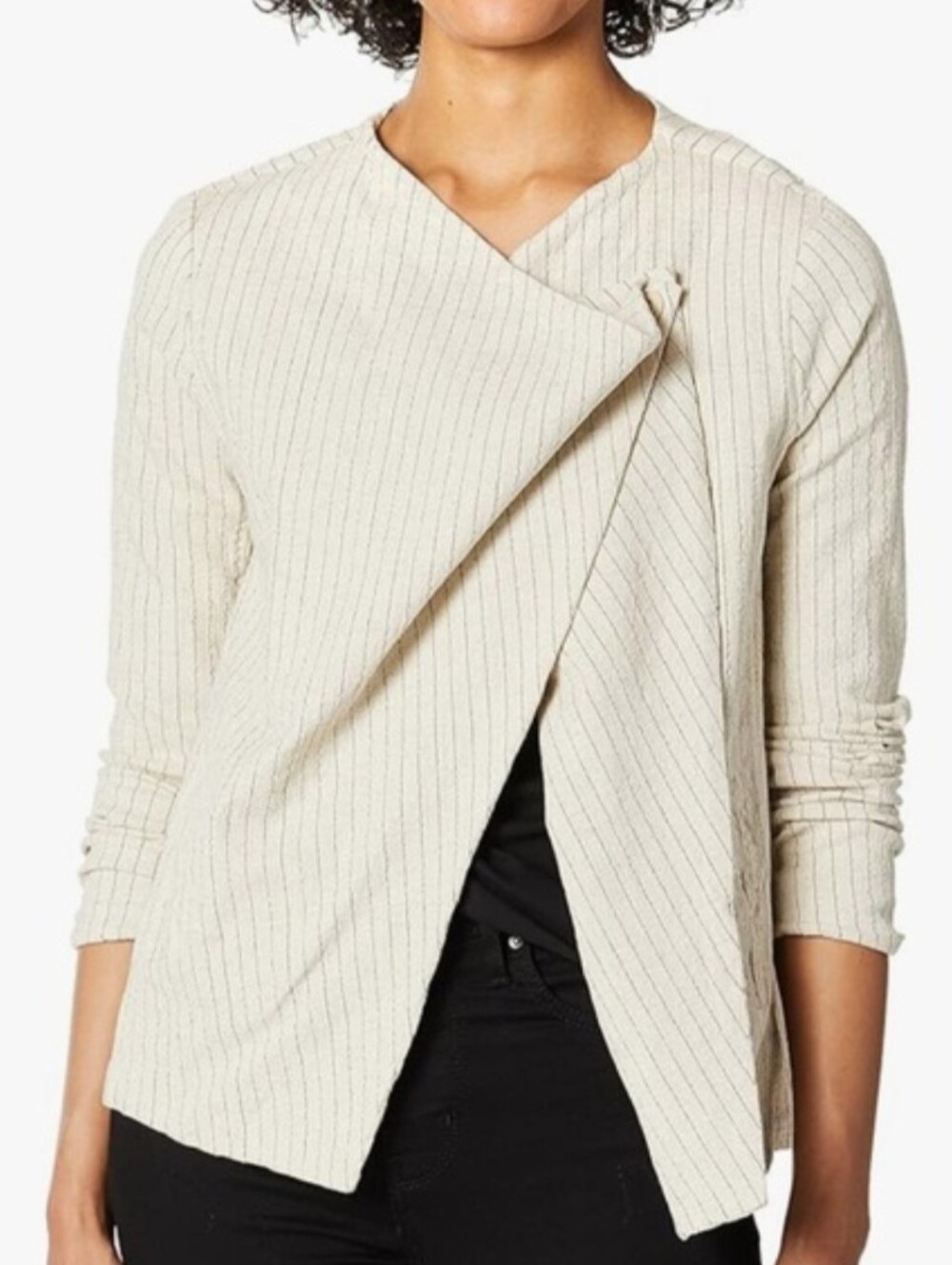 BLANKNYC Pinstripe Asymmetrical Wrap Jacket ✨ Size SChic light gray pins